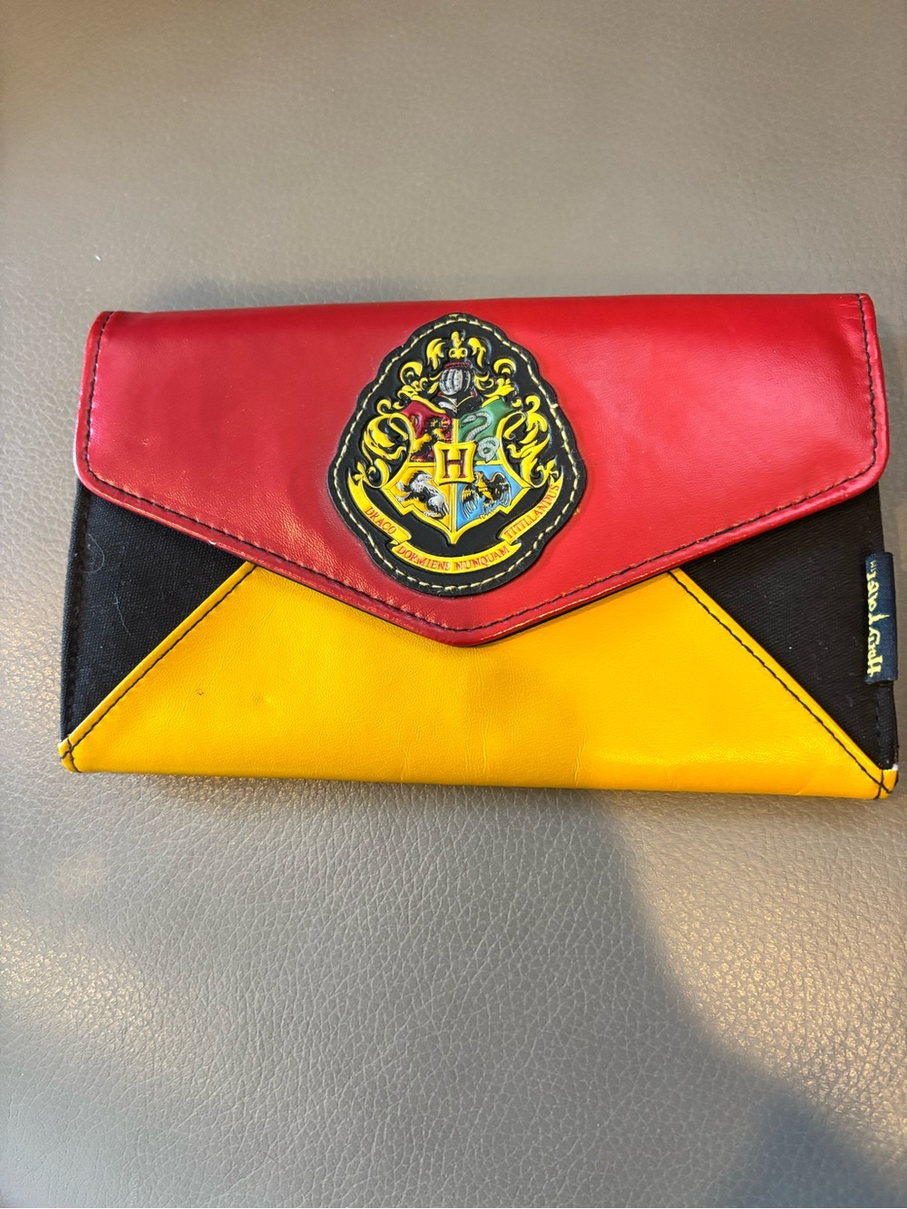 Red and Yellow Envelope Wallet with Crest Accent